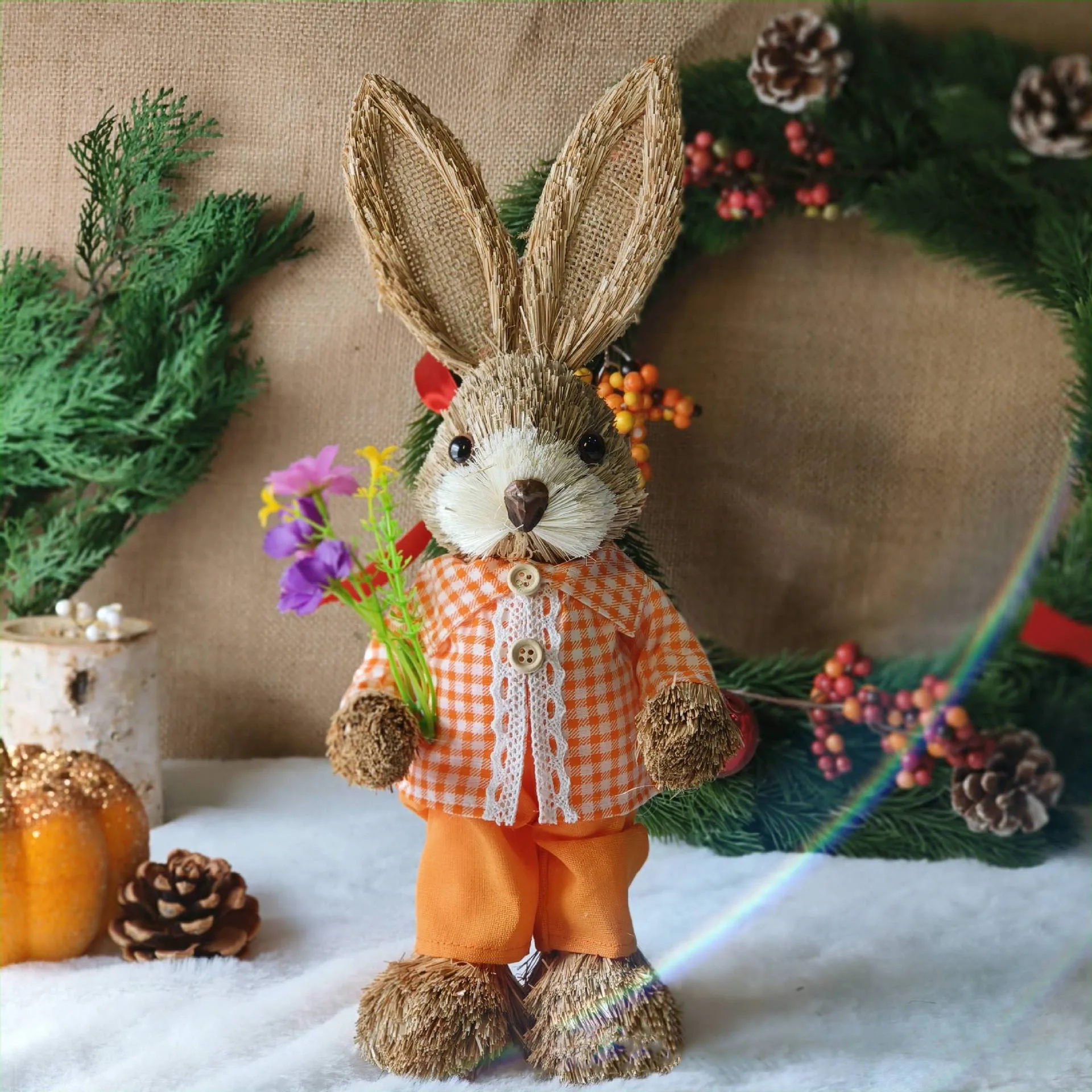 NEW Bunny Decor Easter Decorations Garden Ornaments DIY Straw Rabbit Exquisite Hand Gifts Creative Straw Bunny With Carrot Decor
NEW Bunny Decor Easter Decorations Garden Ornaments DIY Straw Rabbit Exquisite Hand Gifts Creative Straw Bunny With Carrot Decor