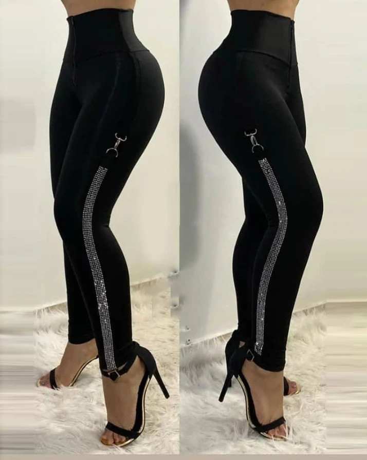 Ladies Summer Fashion Casual Versatile Comfortable and Sexy Large Water Diamond Decorative High Waist Tight Pants
Ladies Summer Fashion Casual Versatile Comfortable and Sexy Large Water Diamond Decorative High Waist Tight Pants