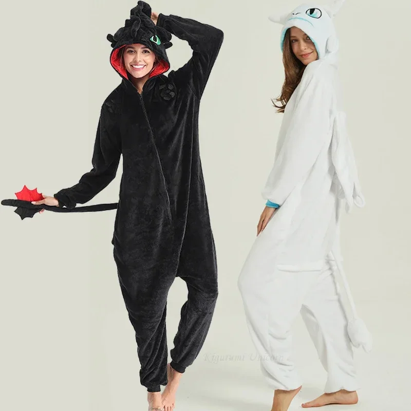 

Adults Kigurumi Unicorn Onesies Toothless Dragon Pajamas Jumpsuit Homewear Halloween Party Bear Cat Panda Cosplay Costume
