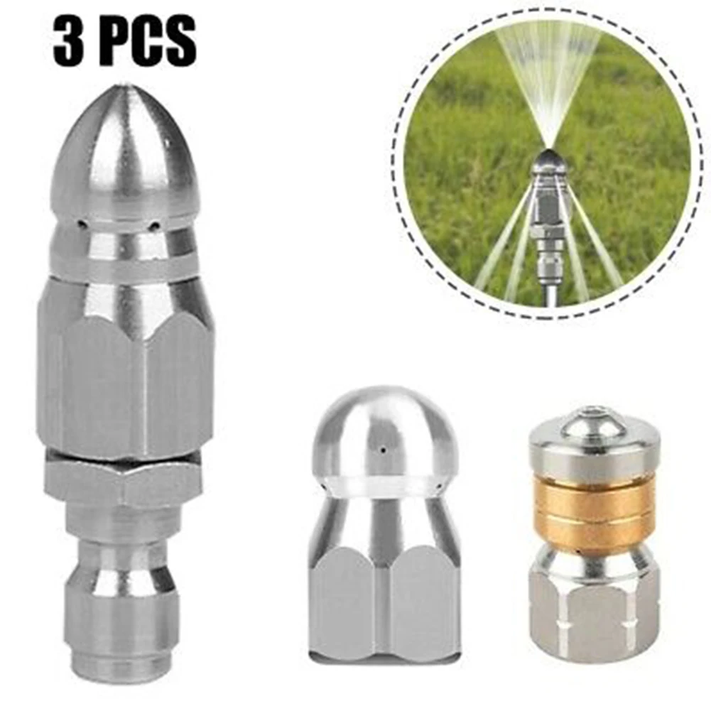 3pcs Washer Nozzle 1/4inch Stainless Steel Pressure Washer Drain Sewer Cleaning Pipe Jetter Spray Quick Plug Drain Hose Nozzle
3pcs Washer Nozzle 1/4inch Stainless Steel Pressure Washer Drain Sewer Cleaning Pipe Jetter Spray Quick Plug Drain Hose Nozzle