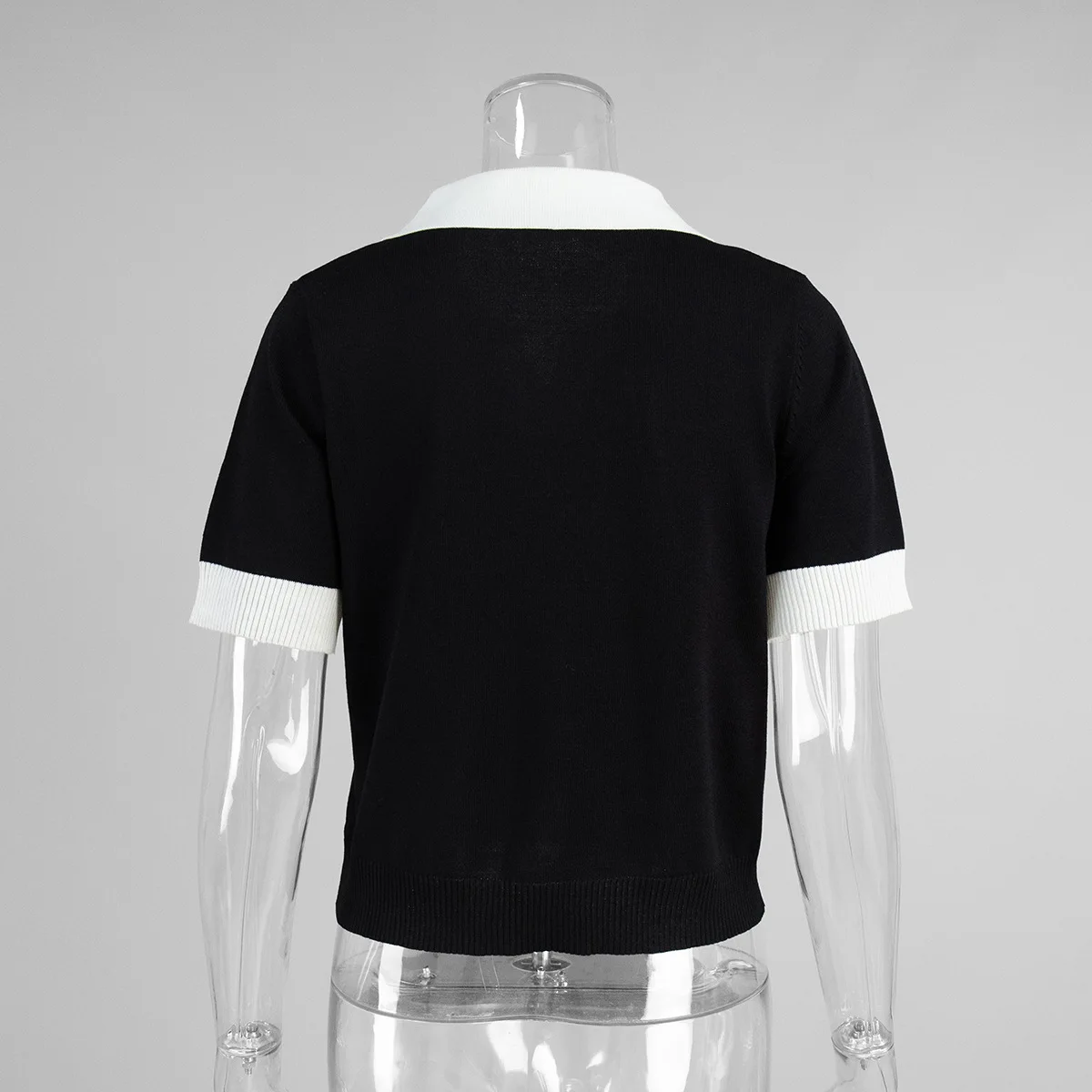 2026 Summer New Short Sleeved Knitted Sweater Temperament Commuting Polo Collar Contrasting Color Slim Fit Knitted Top 108 S137a65448a5c419b8a6358cbec17b7faa