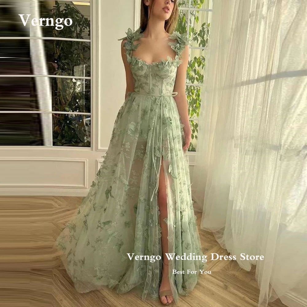 Verngo Fairy Light Green Lace Tulle Prom Dresses Straps Sweetheart Split Long Evening Gowns 2023 Vestido de noiva Cusotm made
Verngo Fairy Light Green Lace Tulle Prom Dresses Straps Sweetheart Split Long Evening Gowns 2023 Vestido de noiva Cusotm made