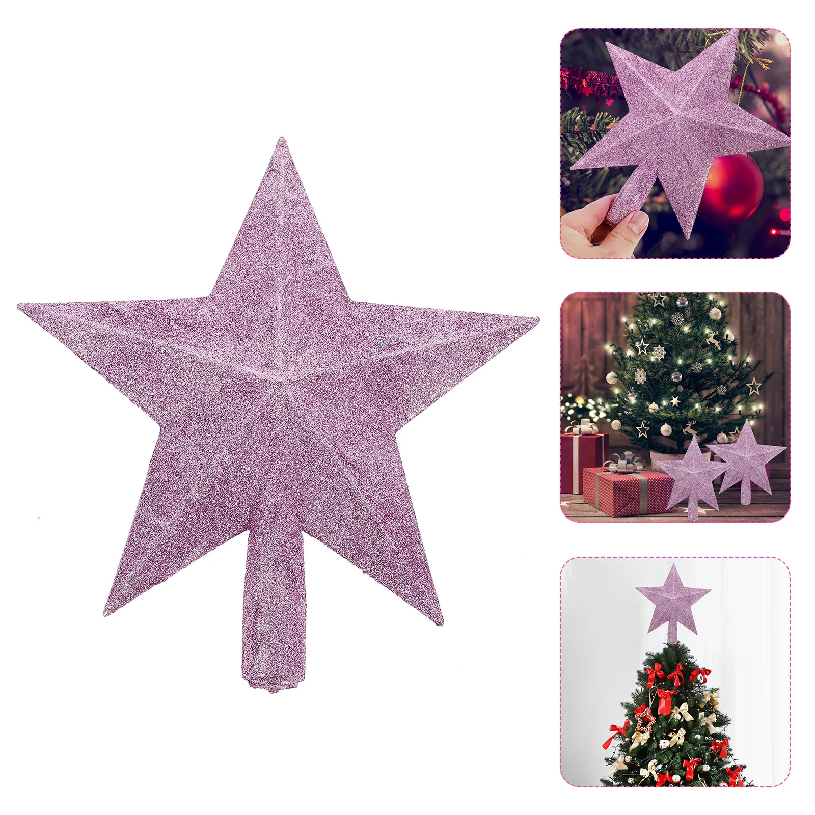 

20cm Christmas Tree Decoration Sprinkled Pink Christmas Tree Top Star Christmas Tree Sparkle Star Glittering Xmas Tree Topper