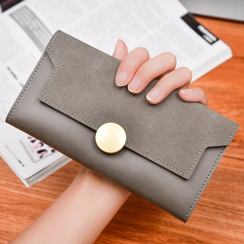 

Long Women's Frosted Wallet PU Leather Female Hasp Money Purse Ladies Fashion Clutch Phone Bag ID Credit Card Holder Case