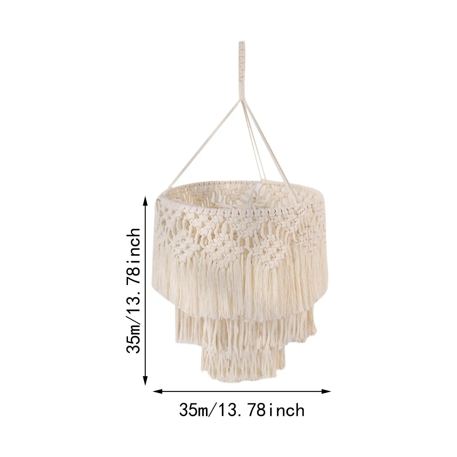 Boho Macrame Lamp Shade - Handwoven Light Cover for Hanging Pendant Lights 6 S137b3d0ef23f470685bc2dd988d5e771M