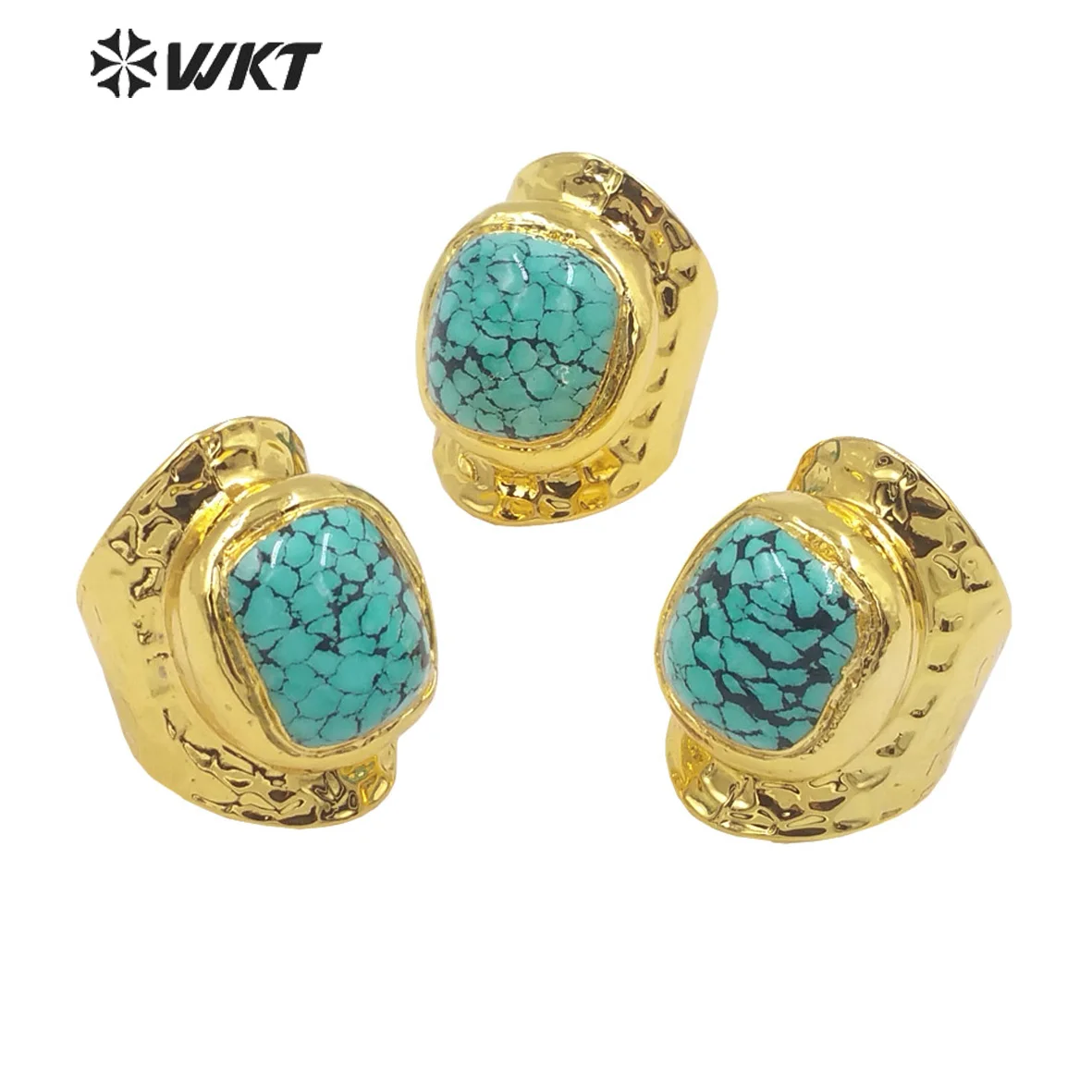 

WT-R473 Wholesale Fashion Newest Natural Real Turquoise Women Ring Gorgeous Birthday Anneversary Cirgar Ring In 10PCS