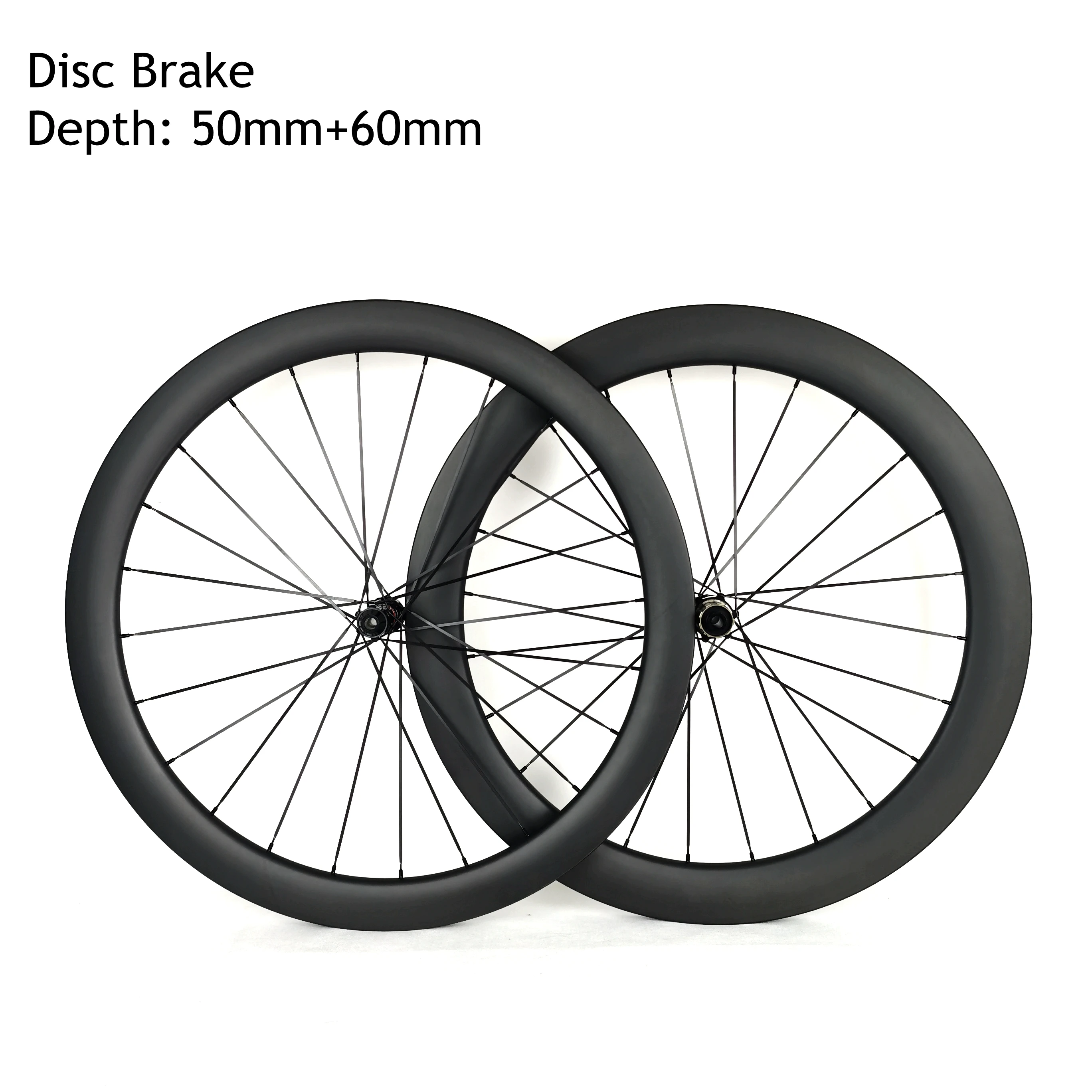 

700C Road Disc Brake Bicycle Carbon Fiber Wheel Set Depth Front 50mm Rear 60mm Width 25mm Clincher/Tubeless/Tubular Customizable