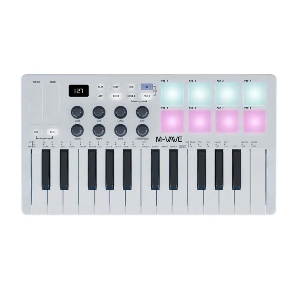 Brand New Keyboard Controller 25 Key 2000mAh 25-Key 321 * 178 * 46mm 8 Knobs ABS Controller Drum Pads Keyboard
Brand New Keyboard Controller 25 Key 2000mAh 25-Key 321 * 178 * 46mm 8 Knobs ABS Controller Drum Pads Keyboard