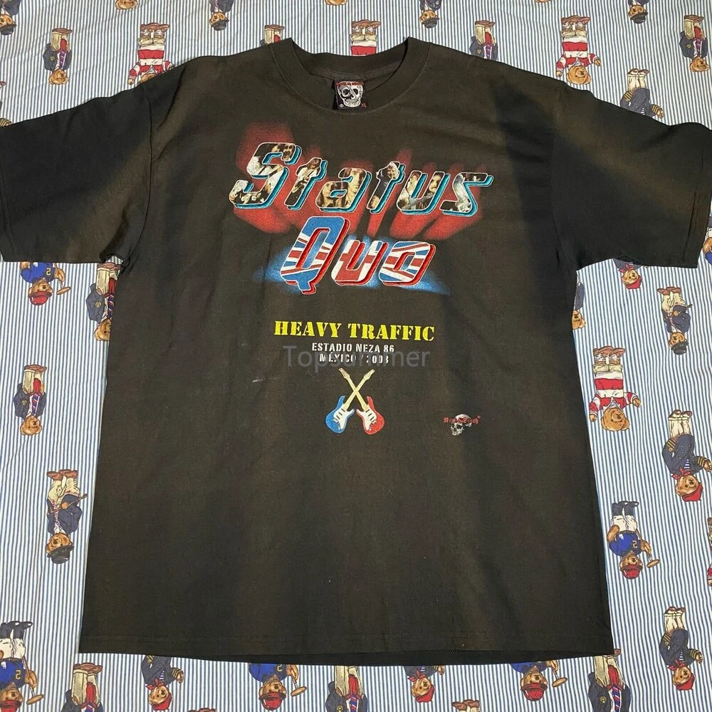 

Vintage 2003 Status Quo Mexico Tour Band Graphic T Shirt Heavy Traffic Xl Black