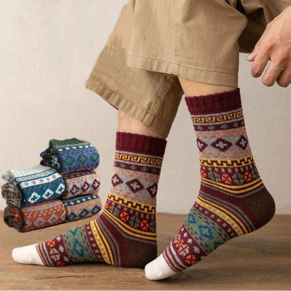 5 Pairs Autumn Winter Warm Men's Thicken Thermal Wool Socks Fashion Casual Harajuku Spanish Socks National Style Socks for Gift
5 Pairs Autumn Winter Warm Men's Thicken Thermal Wool Socks Fashion Casual Harajuku Spanish Socks National Style Socks for Gift