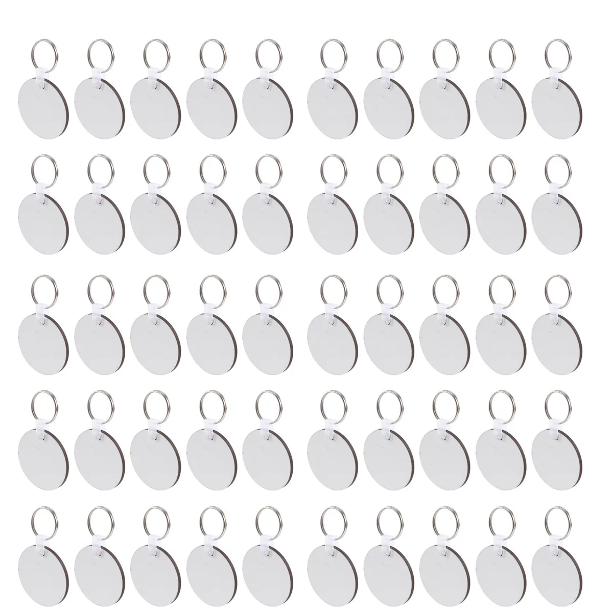 

50 Pieces Round Sublimation Keychain Blanks Double Side Heat Transfer Blanks MDF Blank Board Key Rings Blanks