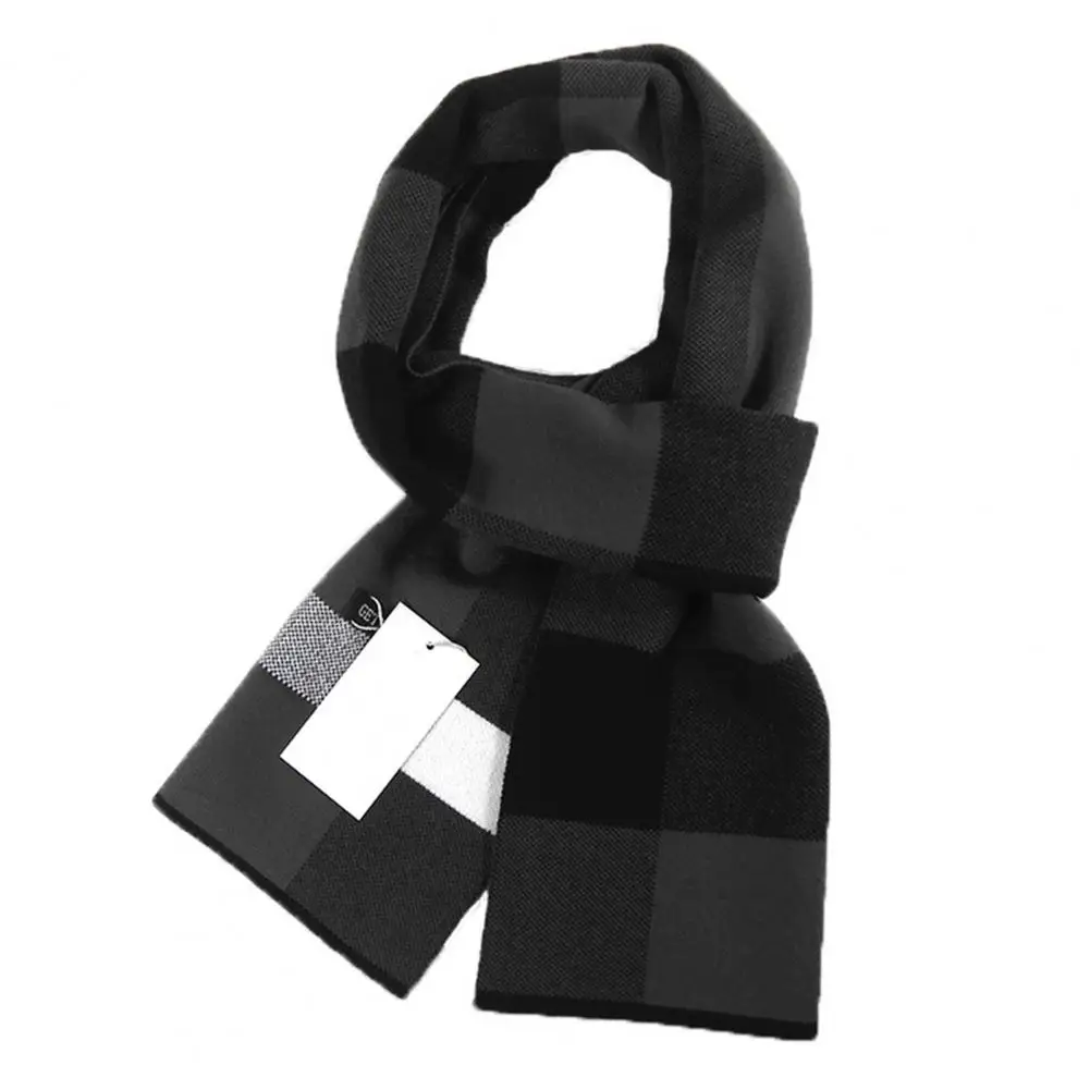 

Winter Men Scarf Plaid Print Men's Winter Scarf Soft Thickened Warm Windproof Neck Wrap for Cold Weather Long Checked Shawl Gift