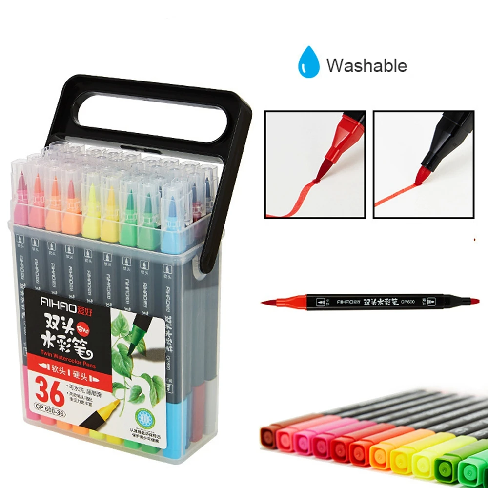 

12/18/24/36pcs Colors Dual Tip Brush Pens Art Markers Watercolor Brush Pen Drawing Painting Sketch Marker Pens Art Supplies