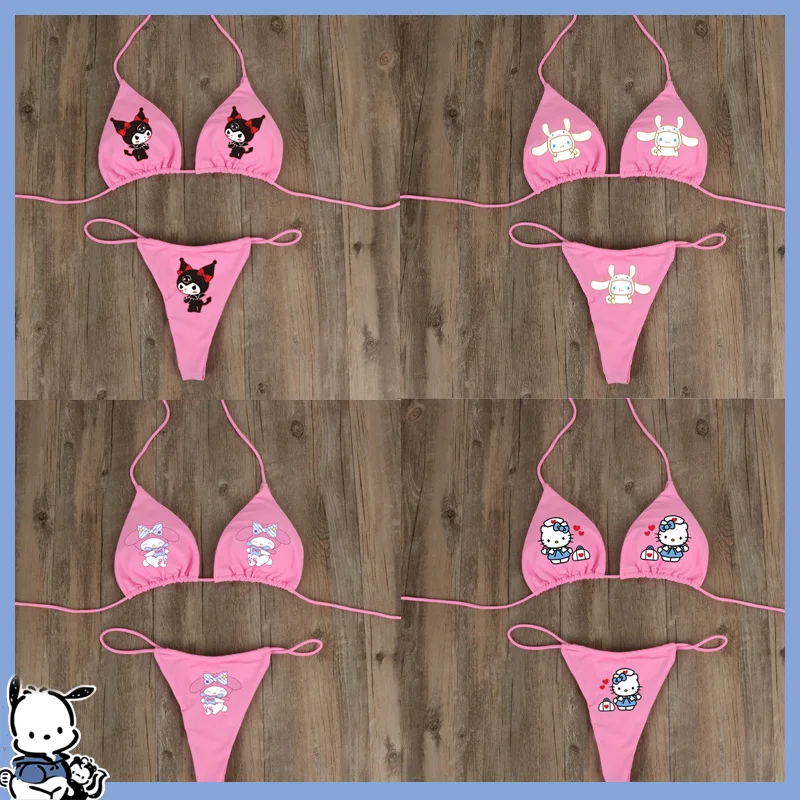 Kuromi Bikini Hellokittys Sanrioed Bra Set Cartoon Underwear Halter Back Tie-Up Side Strappy Swimwear Girls Sexy Clothes Summer
Kuromi Bikini Hellokittys Sanrioed Bra Set Cartoon Underwear Halter Back Tie-Up Side Strappy Swimwear Girls Sexy Clothes Summer