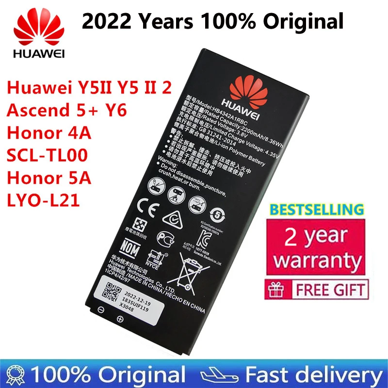Hua Wei Replacement Phone Battery HB4342A1RBC For Huawei y5II Y5 II 2 Ascend 5+ Y6 Honor 4A SCL-TL00 Honor 5A LYO-L21 2200mAh
Hua Wei Replacement Phone Battery HB4342A1RBC For Huawei y5II Y5 II 2 Ascend 5+ Y6 Honor 4A SCL-TL00 Honor 5A LYO-L21 2200mAh