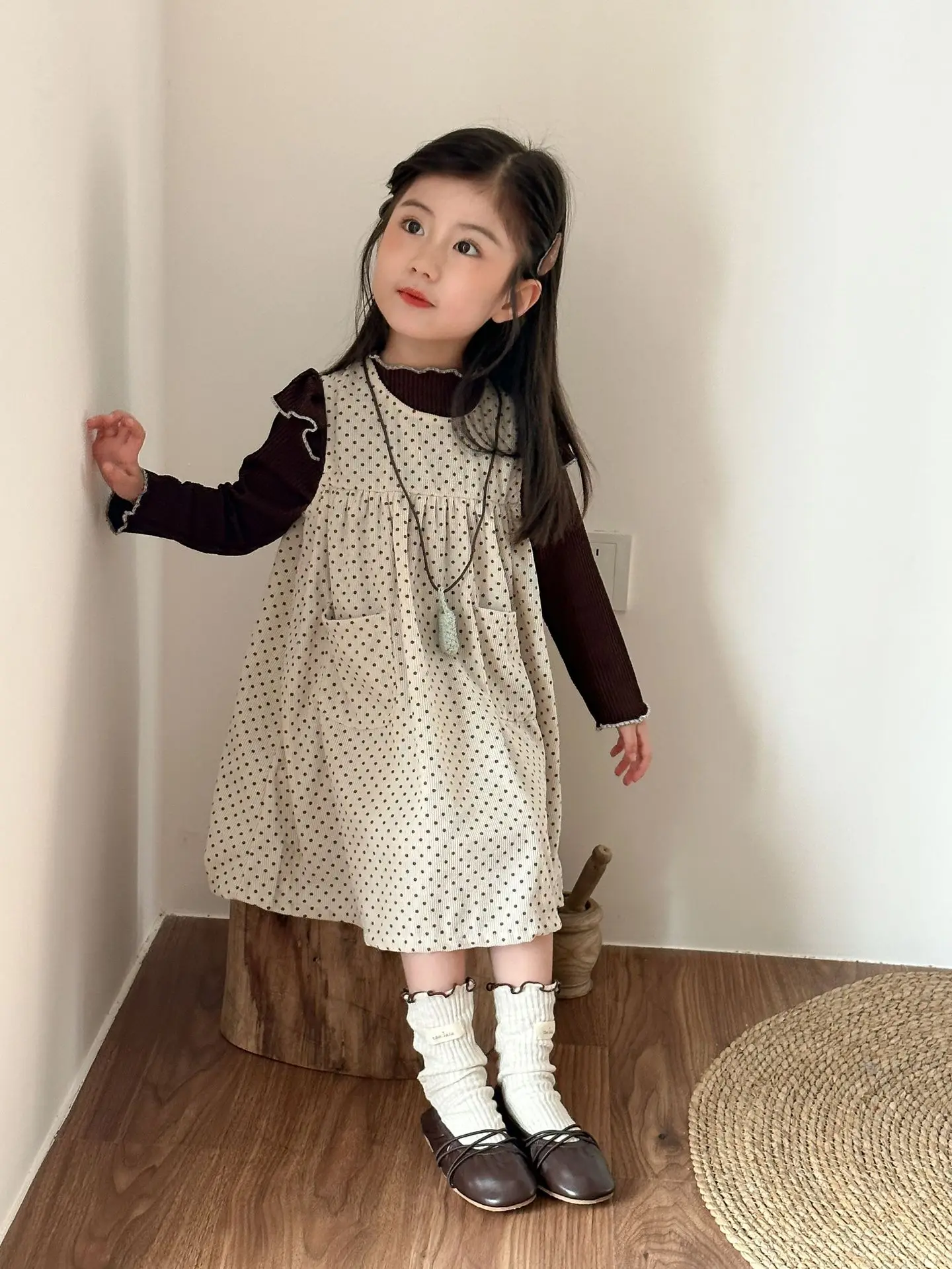 2025 Autumn New Children Sleeveless Dress Corduroy Girls Cute Polka Dot Vest Dress Kids Casual Dress Baby Girl Princess Dress 24 S138ee3102b5547d7b4cad606be3d9ac6T