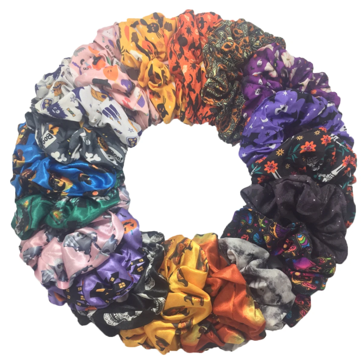 

Halloween Hair Scrunchies Holiday Fall Pumpkin Skull Ghosts Spooky Elastics Hair Tie Band Party Ponytail Accessories Women Girls