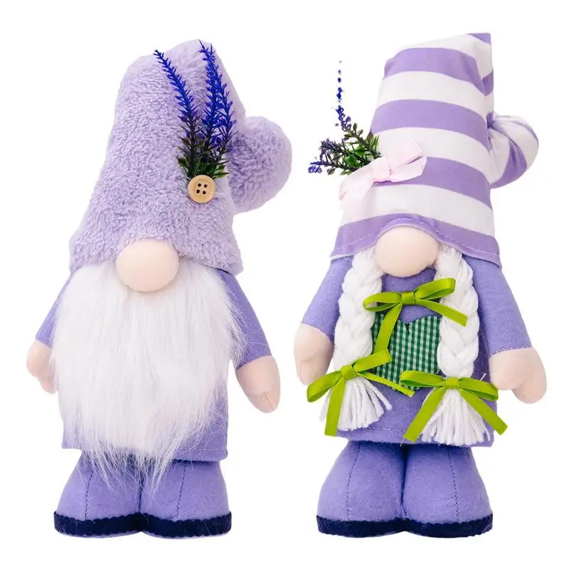 

Spring Gnome Decor Purple Plush Lavender Gnomes Dwarf Soft Faceless Doll for Tiered Tray Home Decor Family Friend Colleague