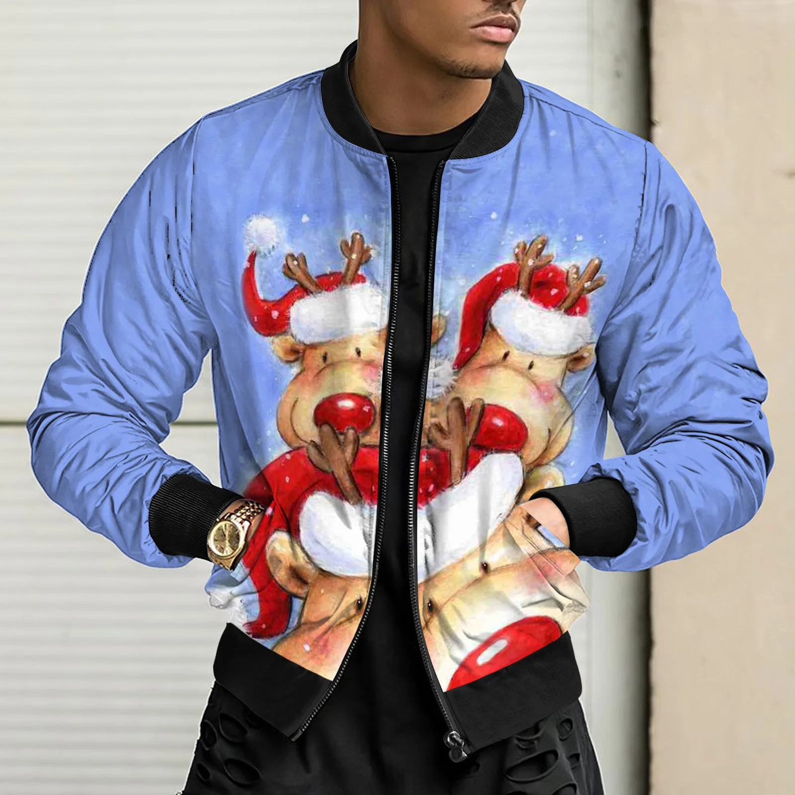 

Autumn and winter baseball uniform jacket men's bomber jacket 3D digital clothing thin top casual handsome men's jacket