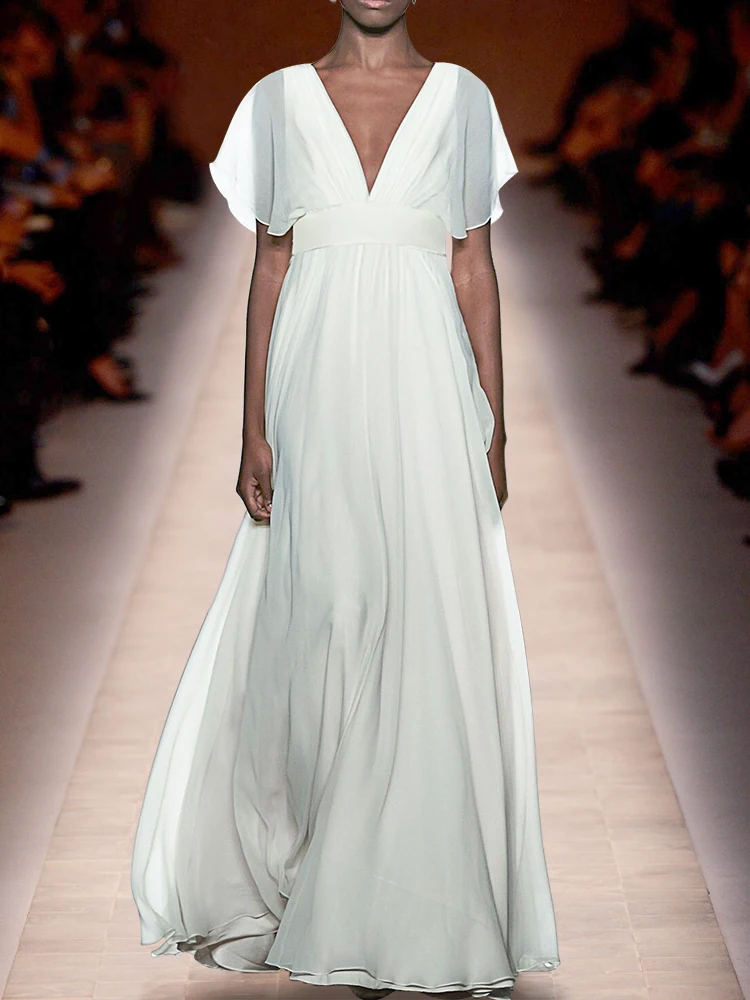 Women's Dress 2023 New Chiffon White V-Neck Slim Large Swing Long Dress Free Shipping
Women's Dress 2023 New Chiffon White V-Neck Slim Large Swing Long Dress Free Shipping