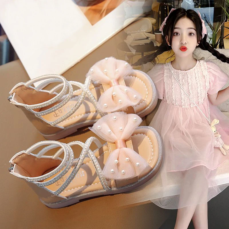 Girls' Mesh Sweet Flat Shoes Fashion Children's Soft Sole Rhinestone Roman Bow Princess Wedding Sandals Kids Gift Size 22-36
Girls' Mesh Sweet Flat Shoes Fashion Children's Soft Sole Rhinestone Roman Bow Princess Wedding Sandals Kids Gift Size 22-36
