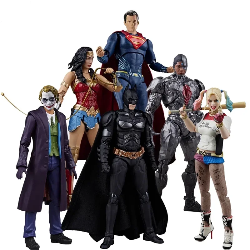 

6pcs Fondjoy Original Dc Movie Batman Joker Wonder Woman Superman Cyborg Harley Quinn 1/9 Articulated Action Figure Toys Gift