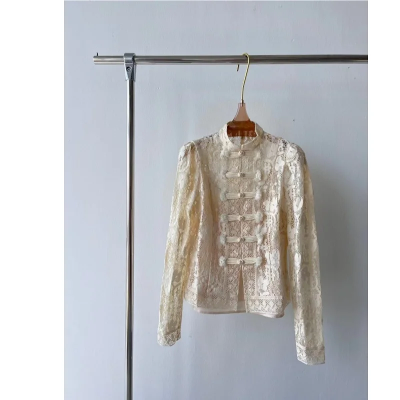 Lace Jacket and Half Skirt Set for Women, Elegant and Retro Chinese Style, Buckle and Perspective Style, Hollowed Out, 2-Piece
Lace Jacket and Half Skirt Set for Women, Elegant and Retro Chinese Style, Buckle and Perspective Style, Hollowed Out, 2-Piece