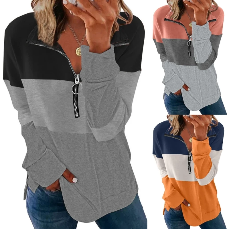 Women Fashion Colorblock Striped Sweatshirt 1/4 Zip Up Long Sleeve Tunic Top
Women Fashion Colorblock Striped Sweatshirt 1/4 Zip Up Long Sleeve Tunic Top