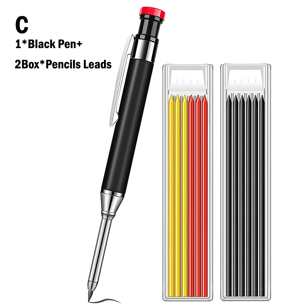 Solid Carpenter Pencil Set With 6 Refill Leads Built-in Sharpener Marking Tool Woodworking Deep Hole Mechanical Pencils Scriber
Solid Carpenter Pencil Set With 6 Refill Leads Built-in Sharpener Marking Tool Woodworking Deep Hole Mechanical Pencils Scriber