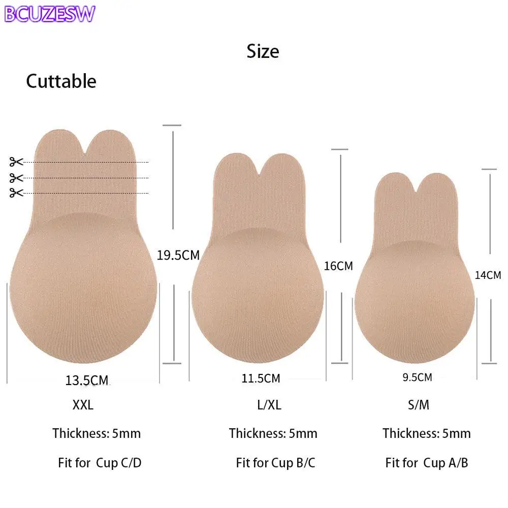 

2Pairs Reusable Rabbit Nipple Cover Pasties Breast Push Up Sticker Adhesive Invisible Bra Lift Tape Women Nipple Covers Bra Pads