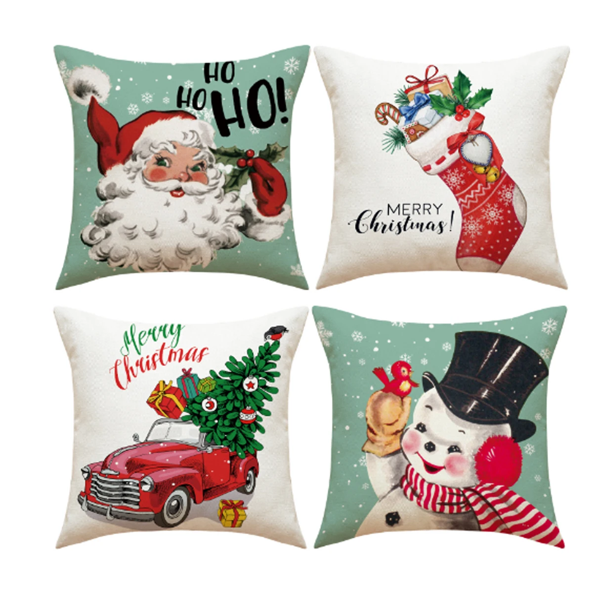 

45X45cm Christmas Pillowcase Santa Claus Snowman Xmas Tree Pillow Case Linen Pillowcover Merry Christma Decor Sofa Cushion Cover