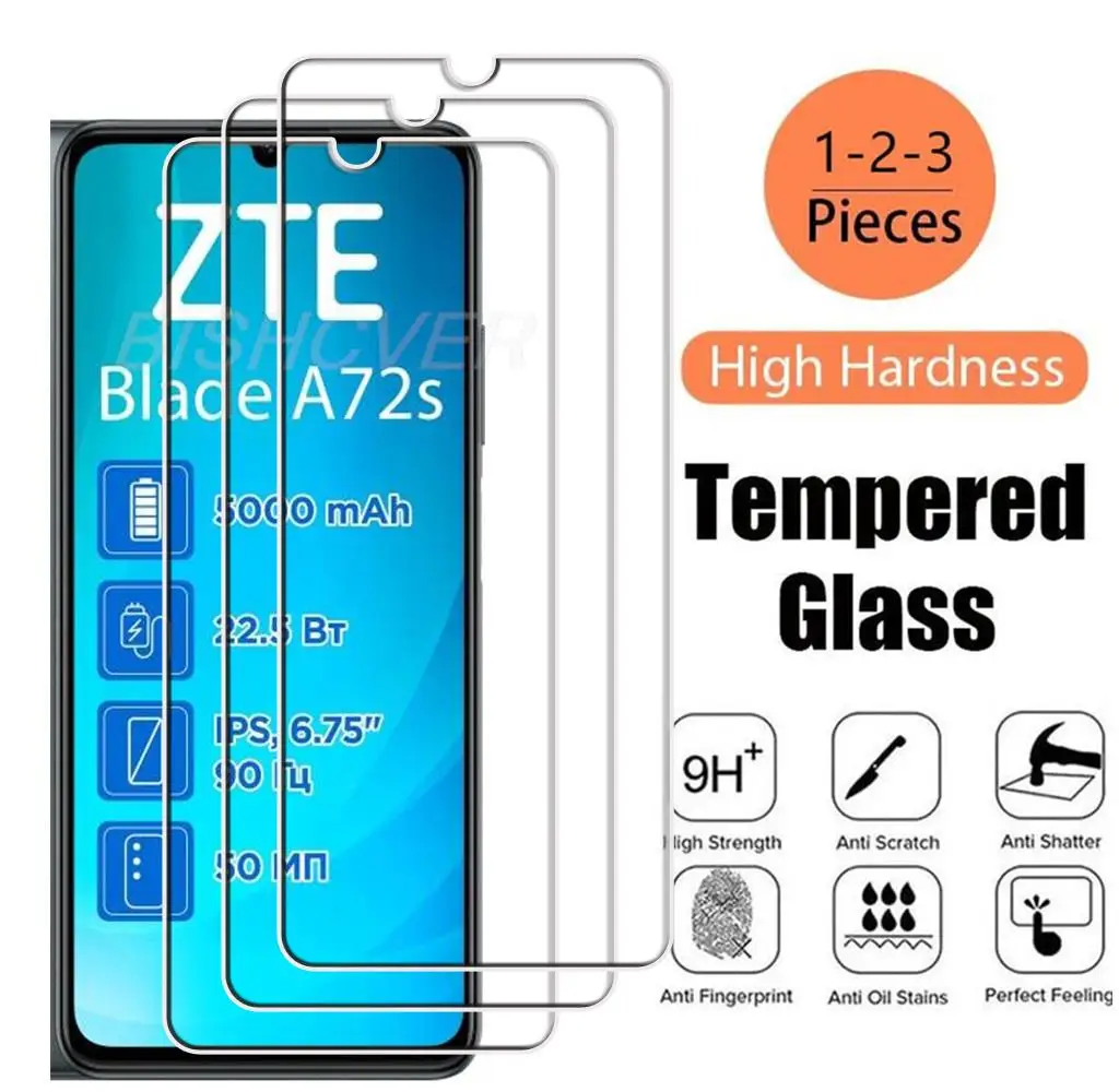 

Tempered Glass For ZTE Blade A72s 6.75" 2023 Blade A72s A 72s A72 s Screen Protective Protector Phone Cover Film