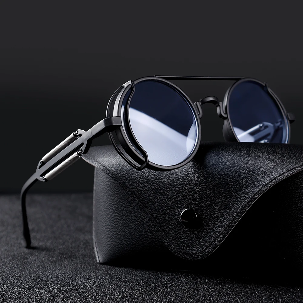Tanio Vintage Punk Round Frame Sunglasses Men Women Glasses Small sklep