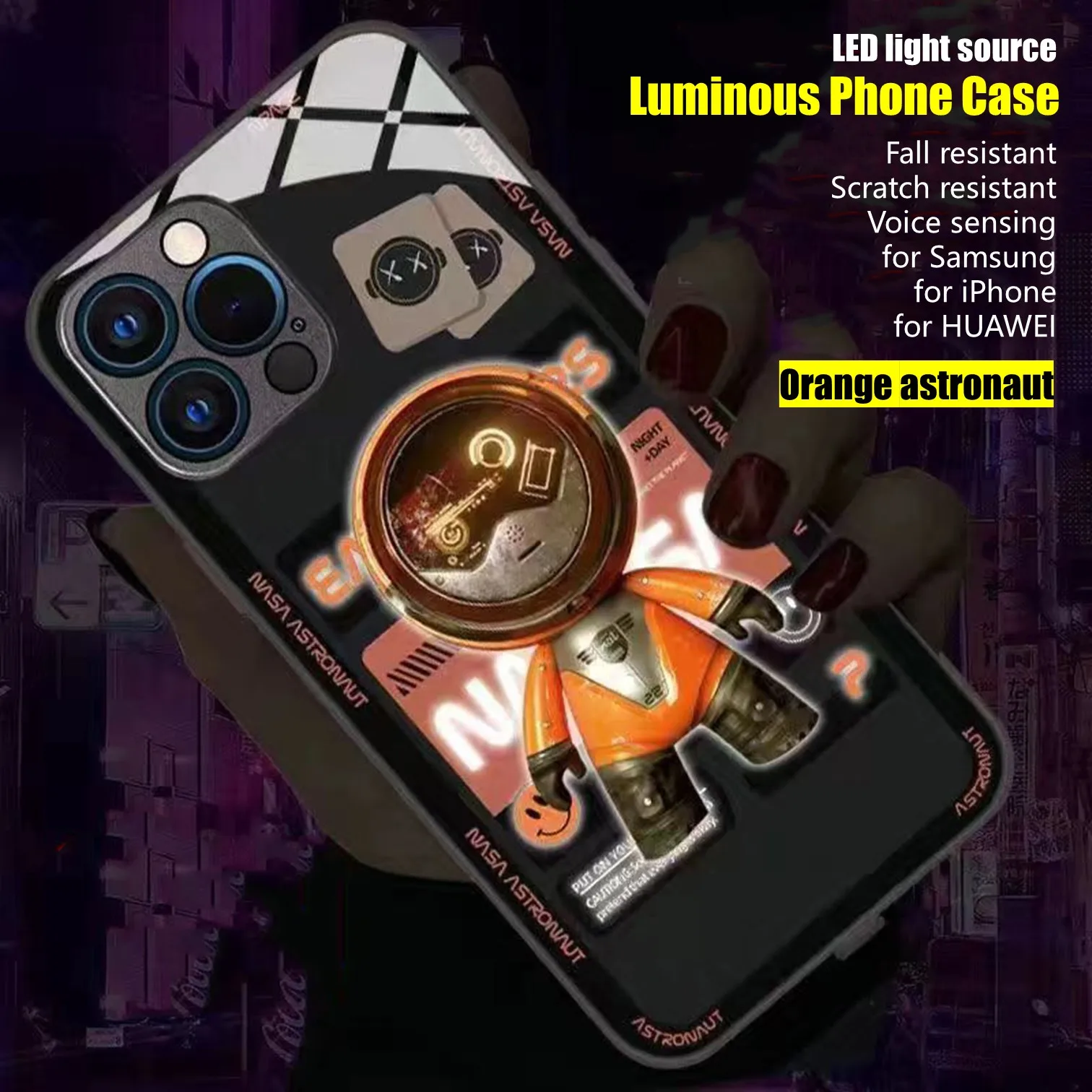 Cool Astronaut LED Light Glowing Luminous Tempered Glass Back Phone Case for OnePlus 6 6T 7 7T 8 8T 9 9R 10 Ace Nord N200 Pro
Cool Astronaut LED Light Glowing Luminous Tempered Glass Back Phone Case for OnePlus 6 6T 7 7T 8 8T 9 9R 10 Ace Nord N200 Pro
