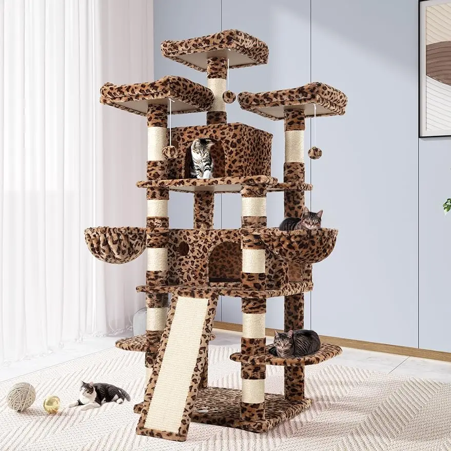 

Allewie 68 Inches Cat Tree/Cat Tree House and Towers for Large Cat/Cat Climbing Tree with Cat Condo/Cat Tree Scratching Post/Mul