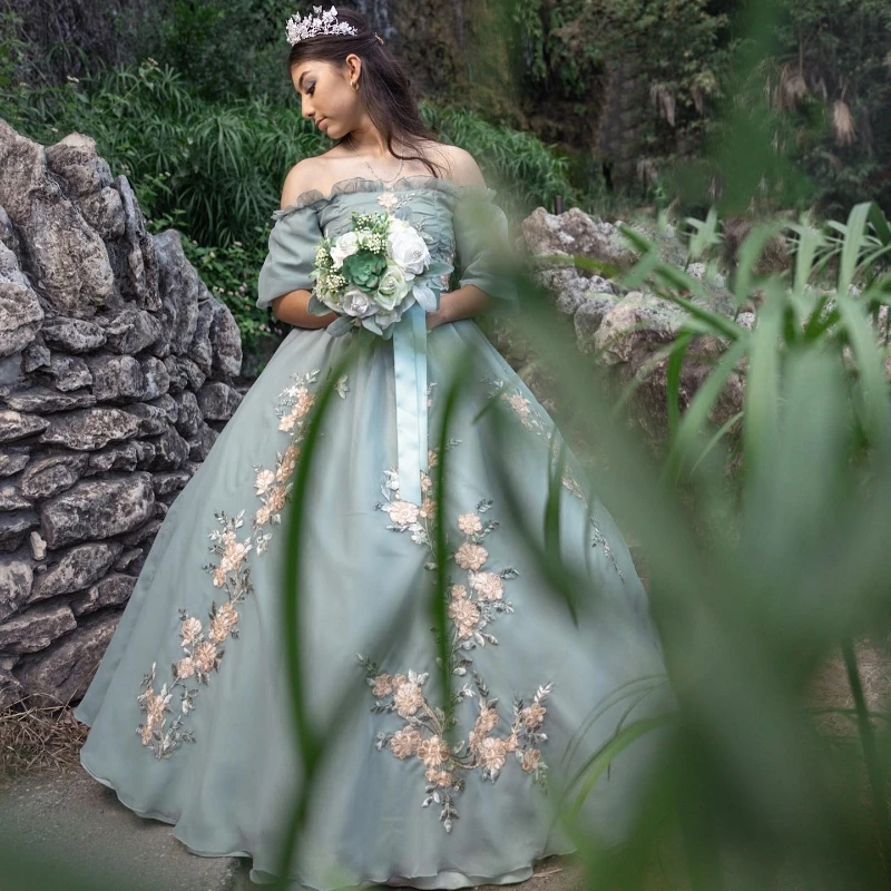 Light Green Sexy Strapless Ball Gown Quinceanera Dresses 15 Years Sexy Off-Shoulder Applique Tulle Formal Princess Birthday Gow
Light Green Sexy Strapless Ball Gown Quinceanera Dresses 15 Years Sexy Off-Shoulder Applique Tulle Formal Princess Birthday Gow