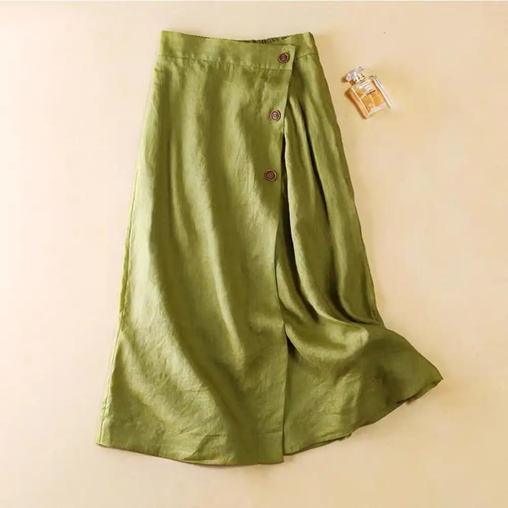 Women Midi Skirt Solid Color Large Hem Elastic Waist A-line Button Decor Dress-up Streetwear High Waist Summer Skirt
Women Midi Skirt Solid Color Large Hem Elastic Waist A-line Button Decor Dress-up Streetwear High Waist Summer Skirt
