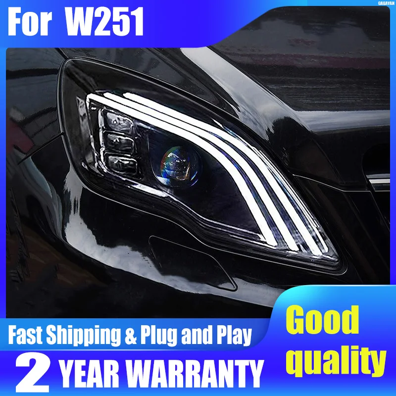 

Автомобильные фары для BENZ W251 светодиодный, фары, объектив проектора 2010-2017 W251 R Class R320 R350 R500, передняя фара DRL, автомобильные аксессуары