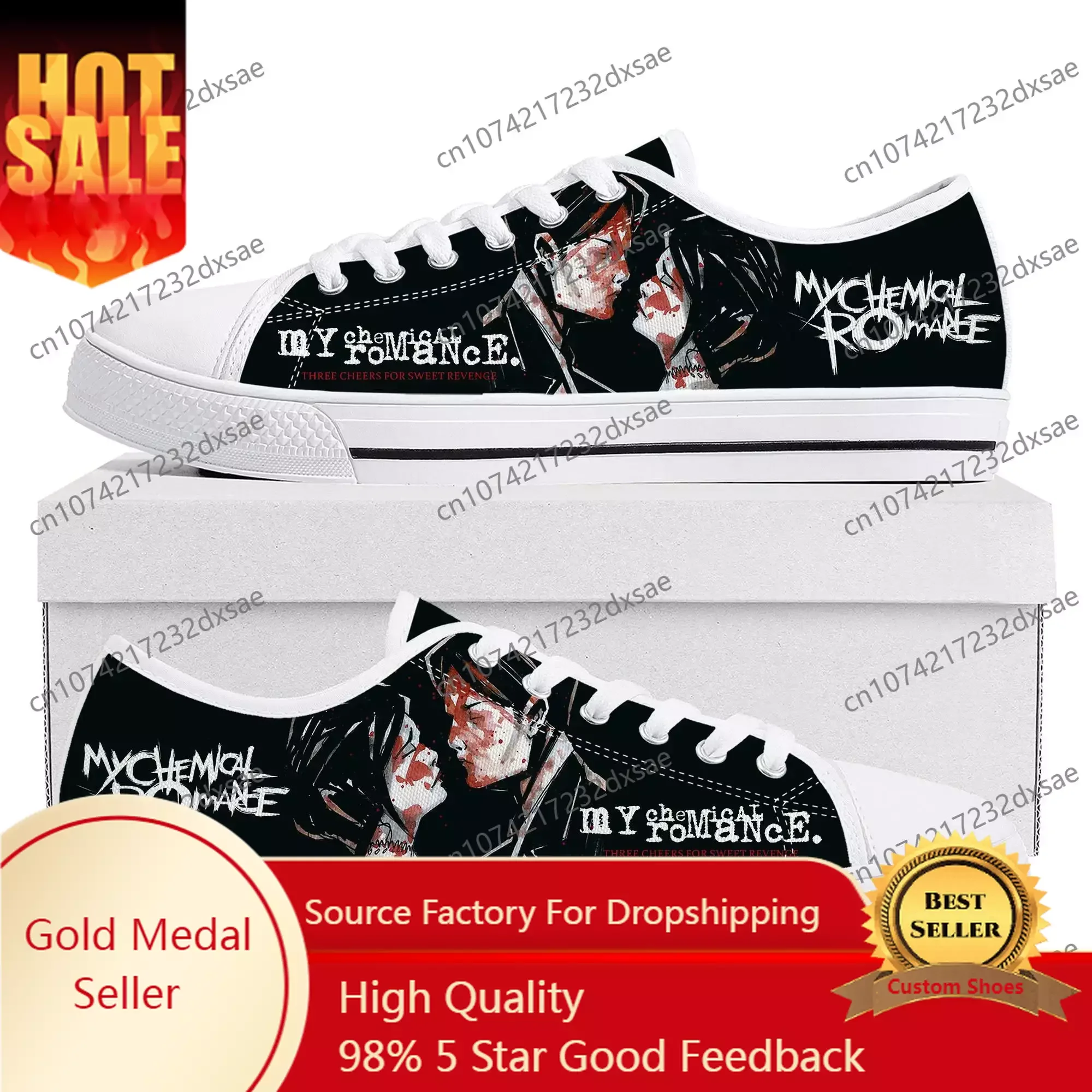 

My Chemical Romance Rock Band Low Top High Quality Sneakers Mens Women Teenager Canvas Sneaker Casual Couple Shoes Custom Shoes