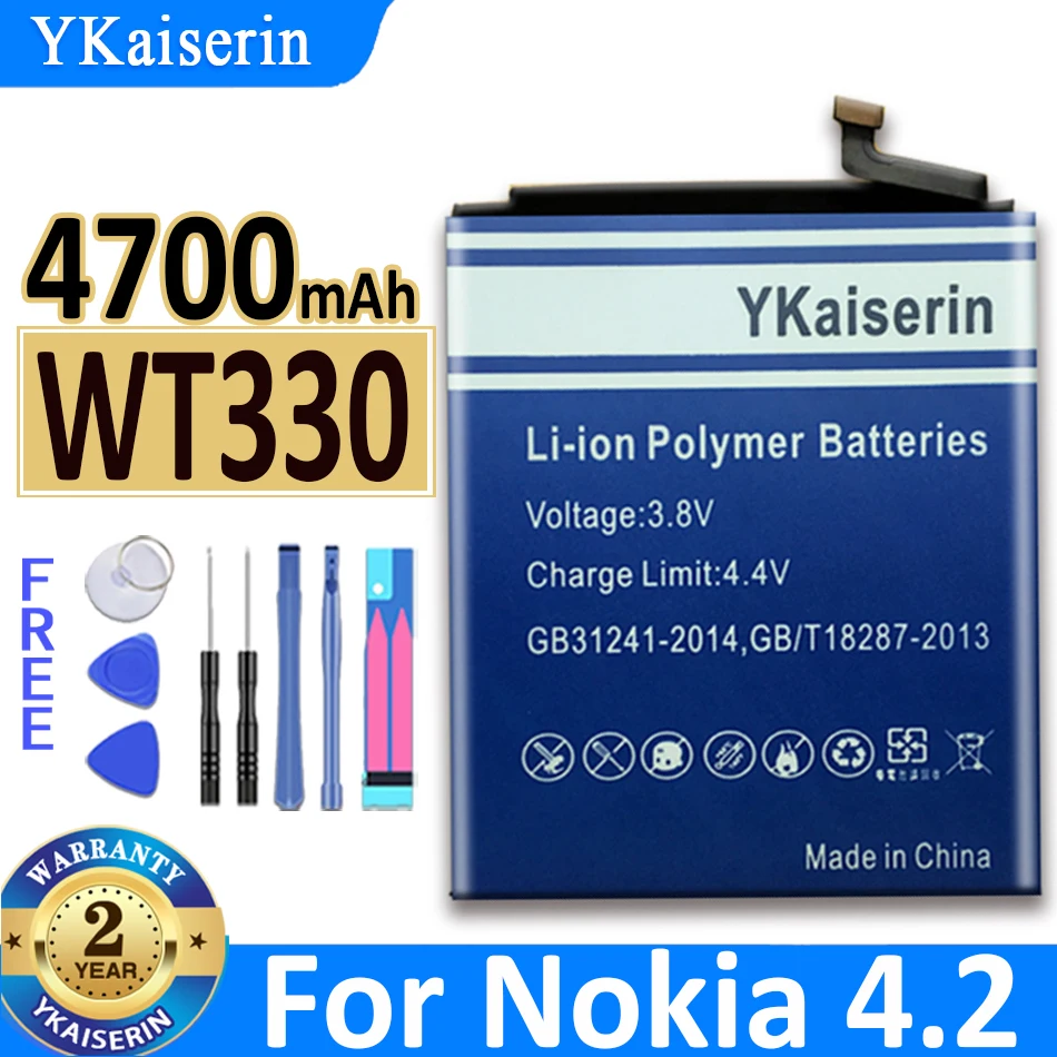 

Запасной аккумулятор ykaisсеребрин WT330 4700 мАч для Nokia 4,2 WT 330 Мобильный телефон батареи + Бесплатные инструменты