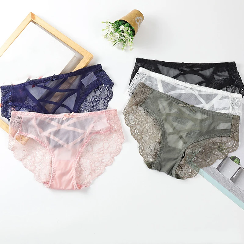 

New Women Sexy Lace Panties Hollow Out Underwear Female Panty Breathable Transparent Lady Briefs Underpants Lingerie