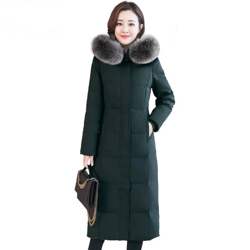 Down Coat Female Long Hooded Knee-length Fashion Slim Loose Winter Warm White Duck Down Fox Fur Collar Temperament Coat
Down Coat Female Long Hooded Knee-length Fashion Slim Loose Winter Warm White Duck Down Fox Fur Collar Temperament Coat