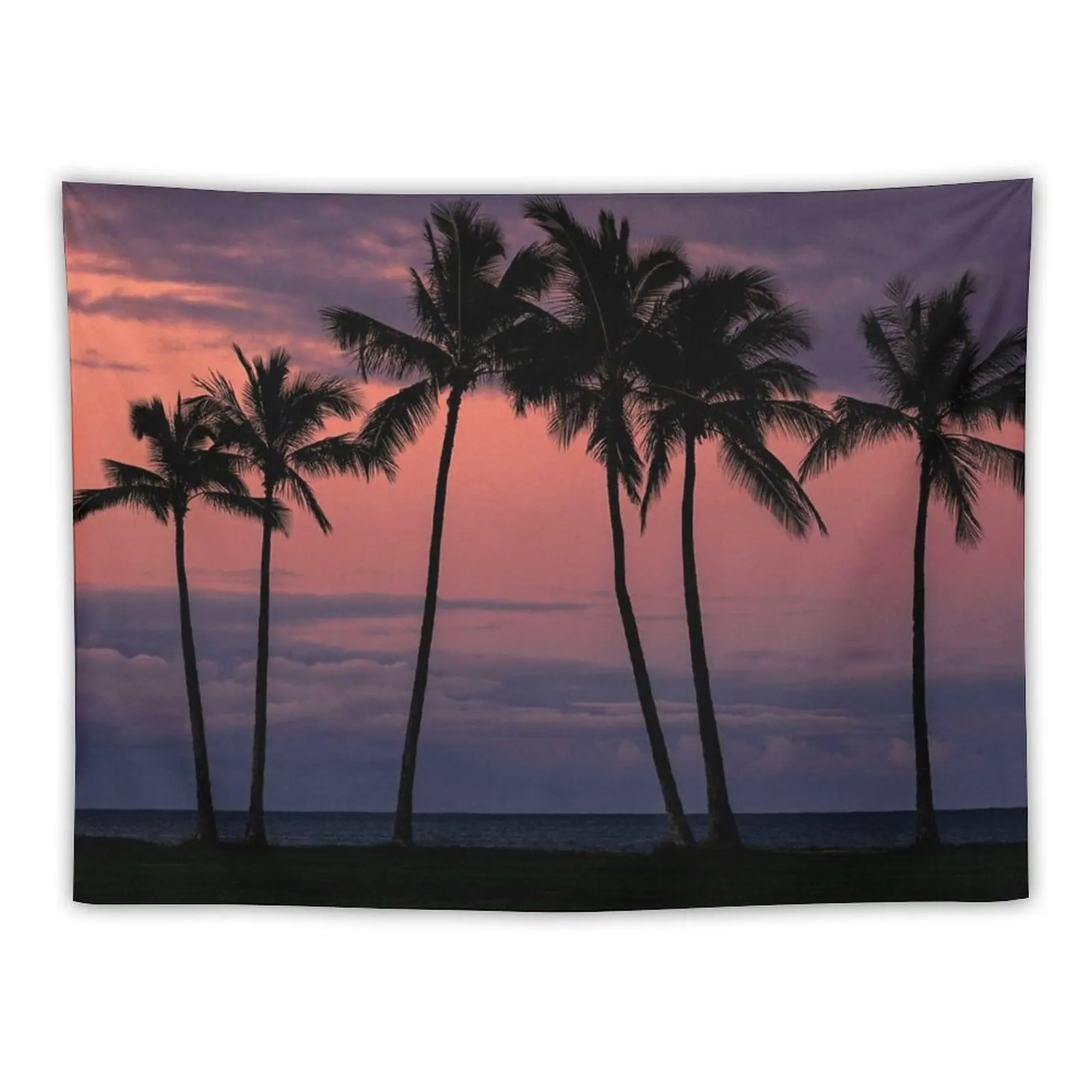 

Pink and Purple Palm Tree Sunset Print Tapestry Tapete For The Wall House Decoration Room Decor Korean Style