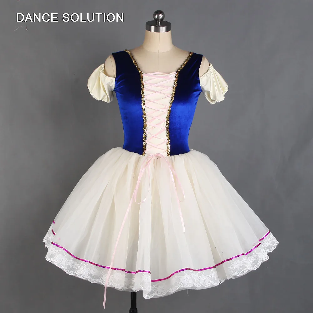 

Professional Ballet Romantic Tutu Dress Royal Blue Velvet Bodice with Tulle Skirt for Women and Girls Performance Costumes 21089
