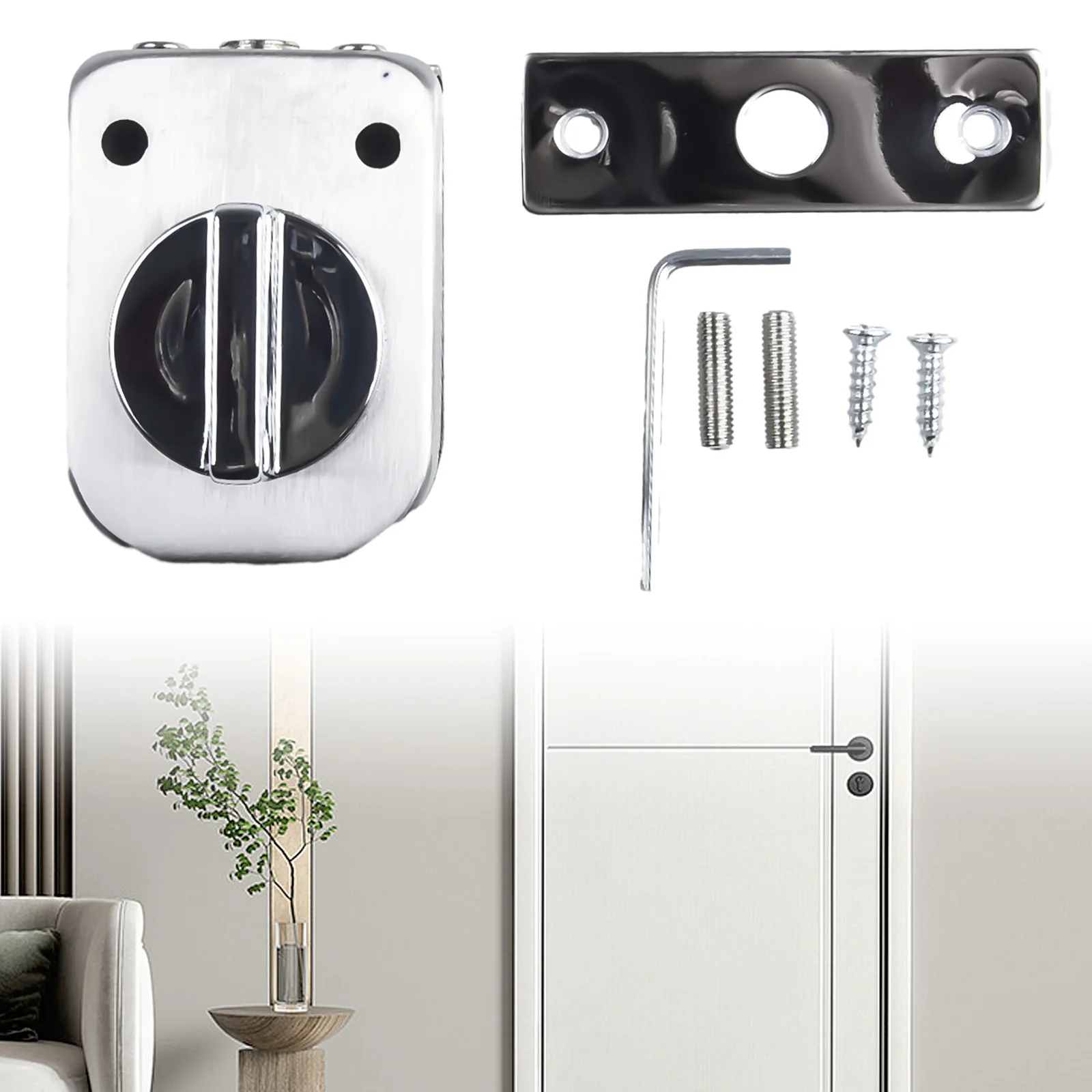 Glass Door Lock Stainless Steel Latch Punch-free Ground Lock Bathroom Balcony Anti-Theft Security Lock
Glass Door Lock Stainless Steel Latch Punch-free Ground Lock Bathroom Balcony Anti-Theft Security Lock