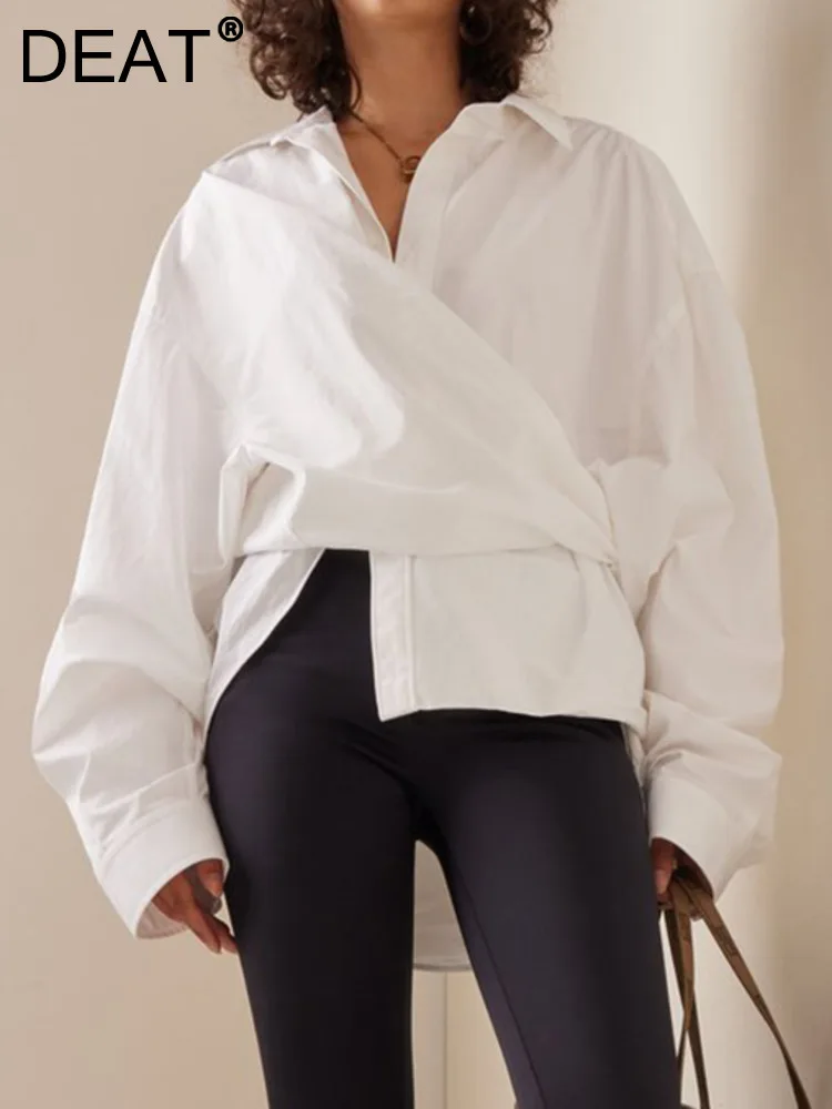 DEAT Fashion Women's Shirt Turn-down Collar Single Breasted Full Sleeve Waist Irregular White Blouse Spring 2024 New 17A7073
DEAT Fashion Women's Shirt Turn-down Collar Single Breasted Full Sleeve Waist Irregular White Blouse Spring 2024 New 17A7073