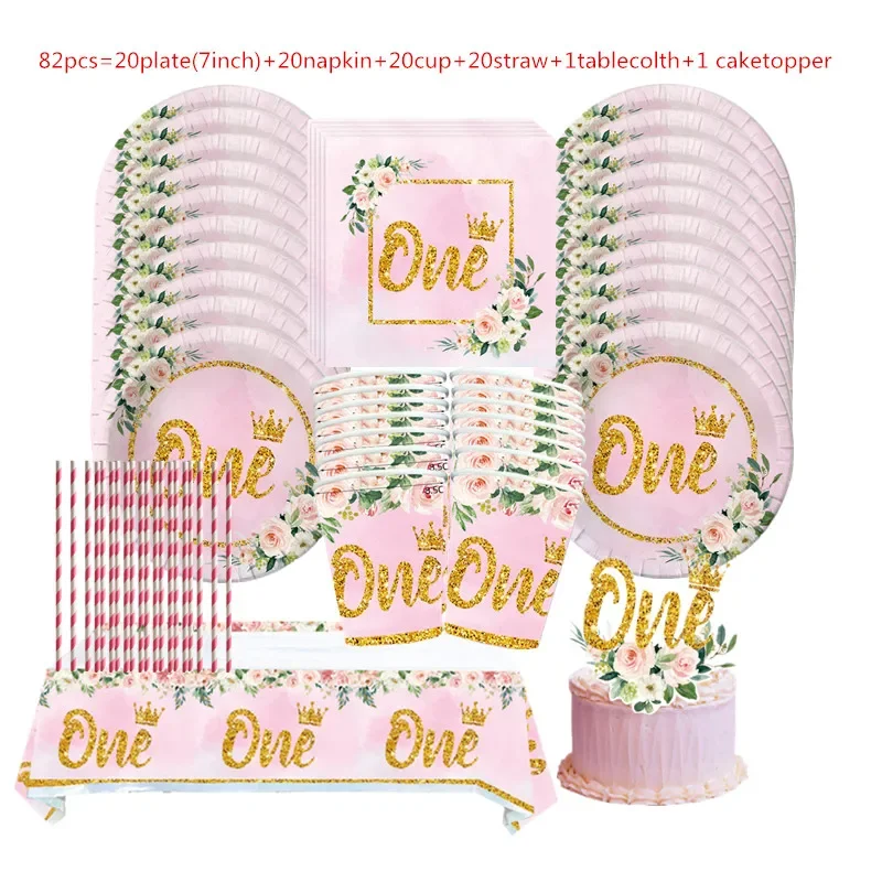 1set Gold Pink Disposable Party Tableware Plate Straw Napkin Cup Baby Shower Girl 1 Year Old Birthday Party Decor Supplies 
1set Gold Pink Disposable Party Tableware Plate Straw Napkin Cup Baby Shower Girl 1 Year Old Birthday Party Decor Supplies