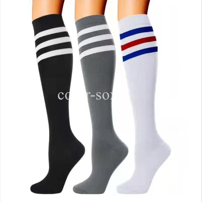 

Новые Компрессионные носки для бега, футбольные чулки, 20-30 мм рт. Ст., мужские и женские спортивные носки для марафона, велоспорта, футбола, варикозного расширения вен