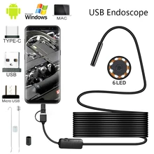 

3 In 1 Mini Endoscope Camera IP67 Waterproof 5.5mm 1-10M USB Endoscope Borescope Inspection Camera with 6 LEDs for Android PC