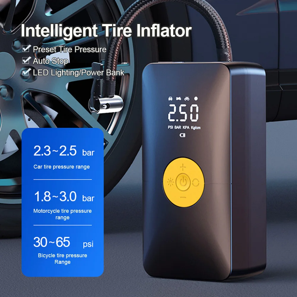 Protable Car Air Pump Multi-Purpose 12V Air Compressor Car Tire Inflator With LED Digital Display For Motorcycle Bicycle Ball
Protable Car Air Pump Multi-Purpose 12V Air Compressor Car Tire Inflator With LED Digital Display For Motorcycle Bicycle Ball